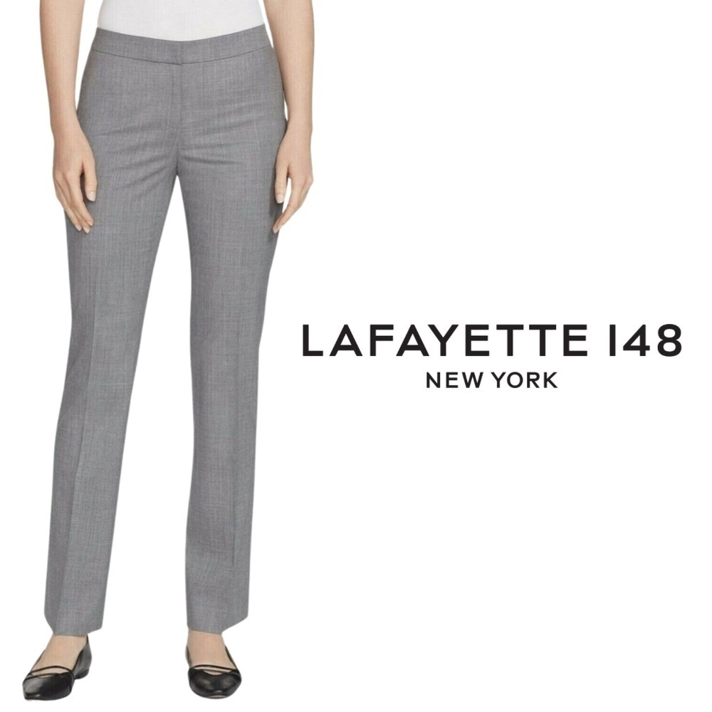Lafayette 148 New York Barrow Stretch-Wool Pants Nickel - Size 10